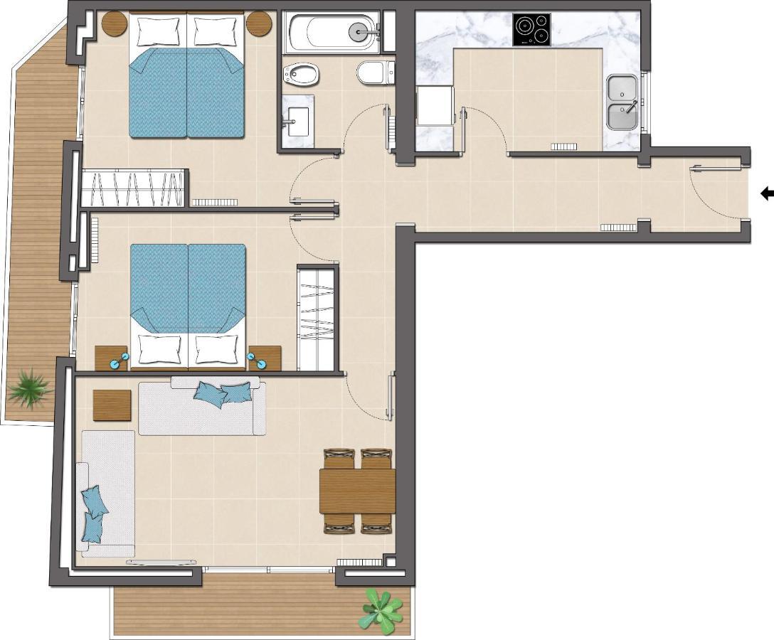 Two-Bedroom Apartment Side Sea View